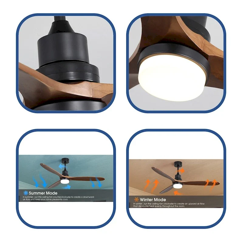 Ceiling Fan Lights With 3 Wood Noiseless Fan Blade