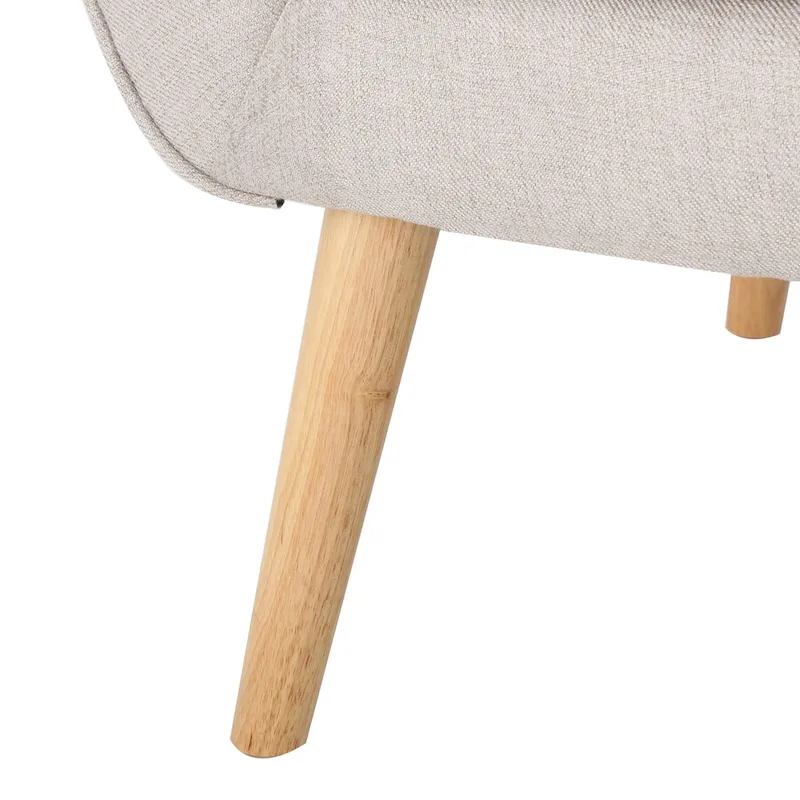 Modern 32.5 High Back Upholstered Button Tufted Wingback Chair with Rubber Wood Legs