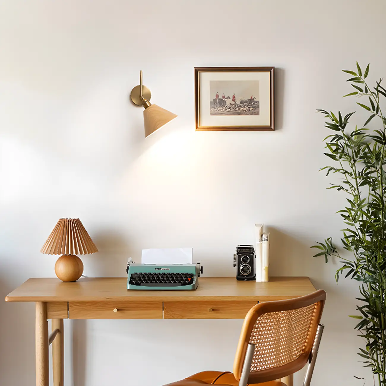 Mini Cone Modern Vanity Light with Walnut Shade