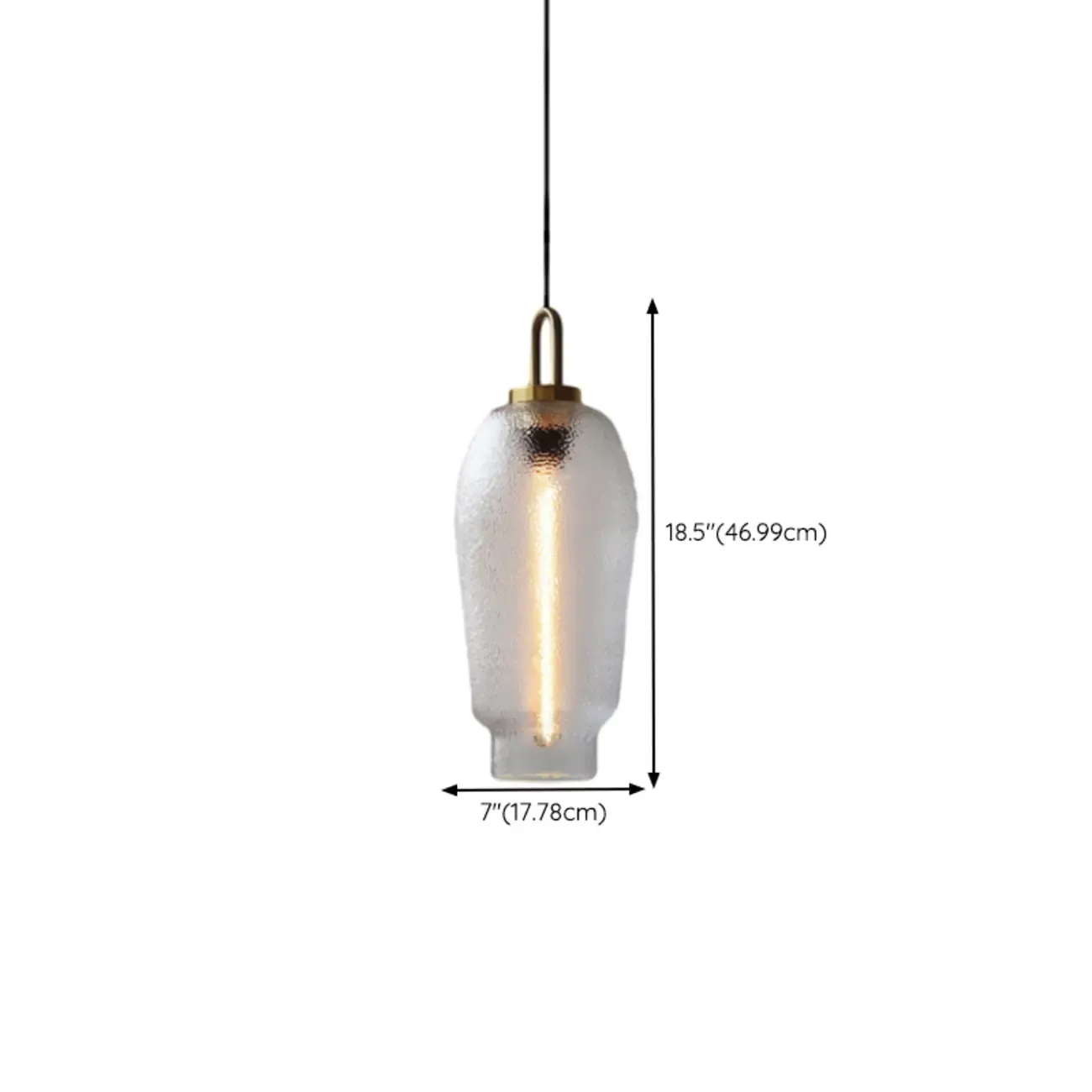 Gold Metal Ribbed Clear Glass Kitchen Pendant Light