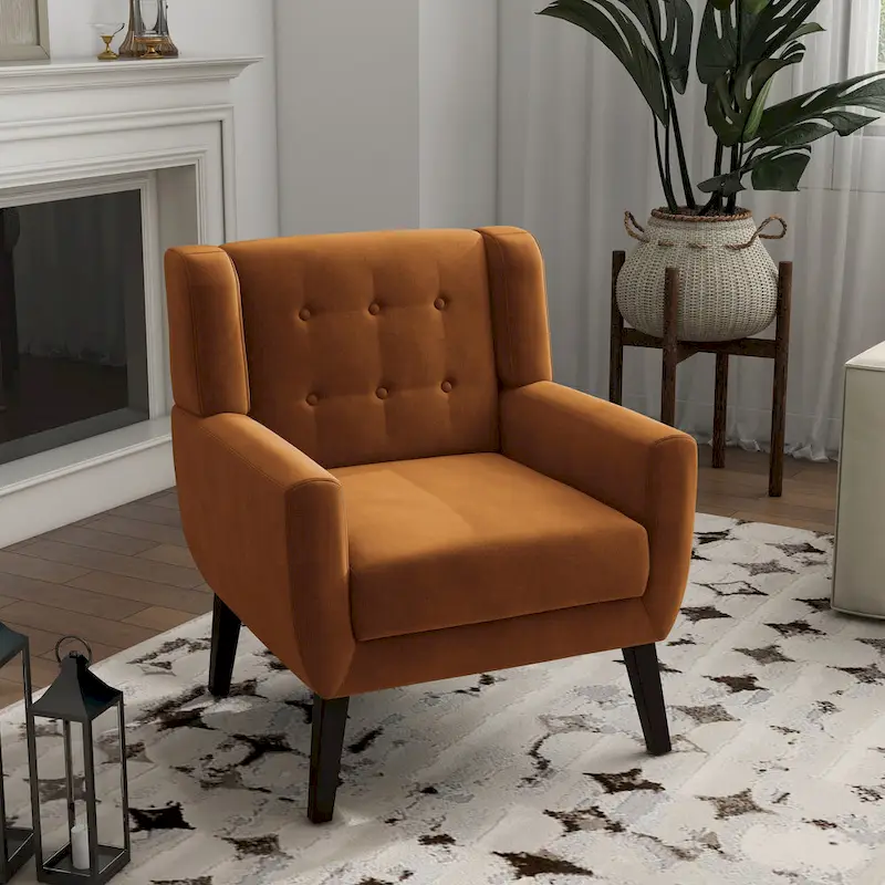 Velvet Accent Chair Living Room Upholstered Armchair