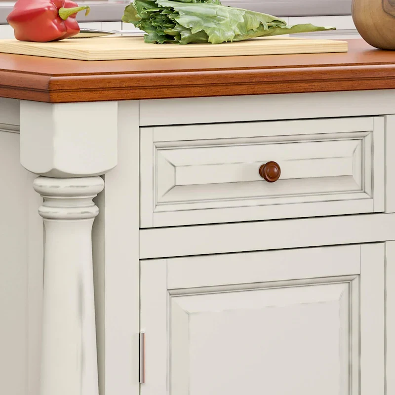 Off-White Wood Kitchen Island by - 48 x 36 x 25