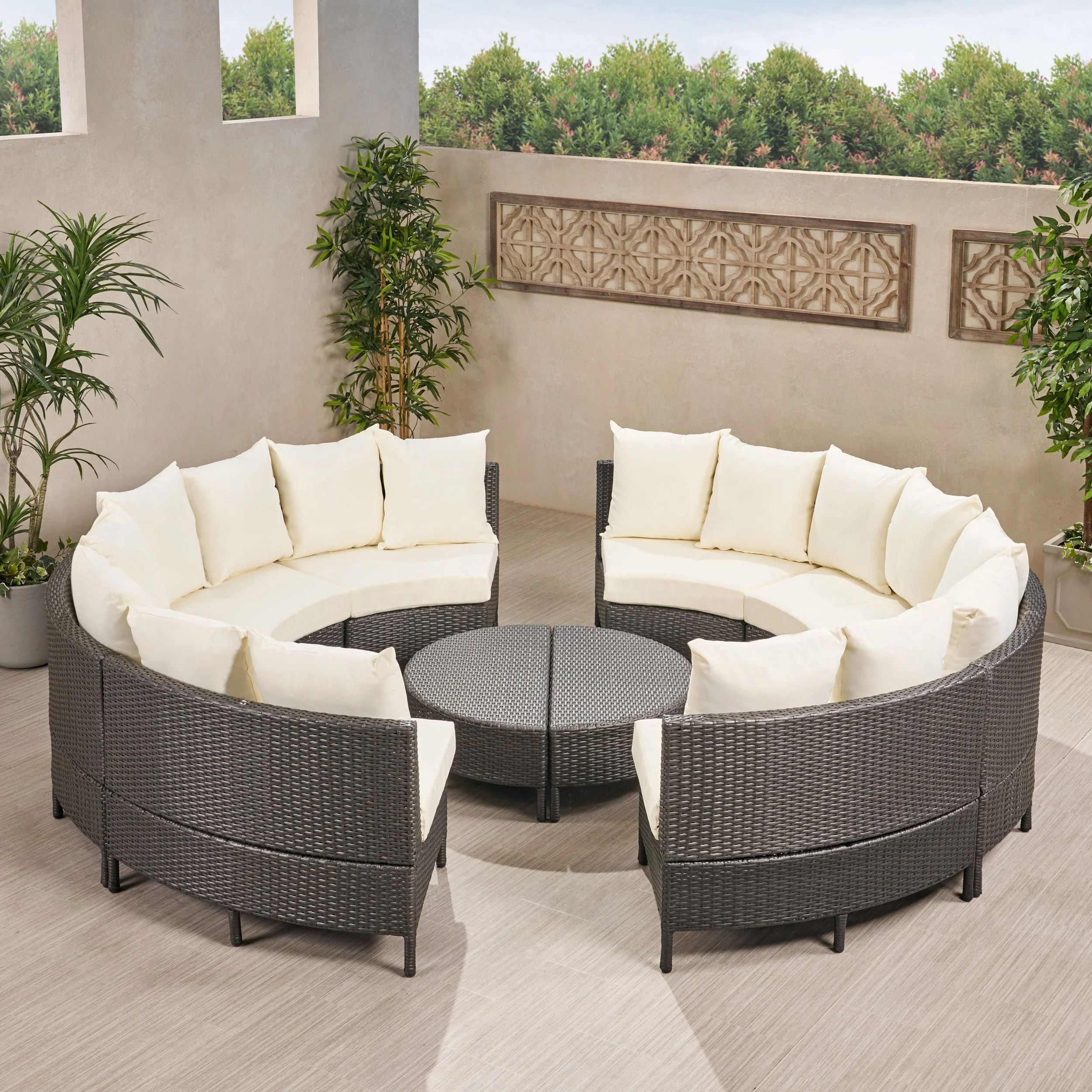 Newton All-Weather Wicker Sectional Sofa Set by Christopher Knight Home
