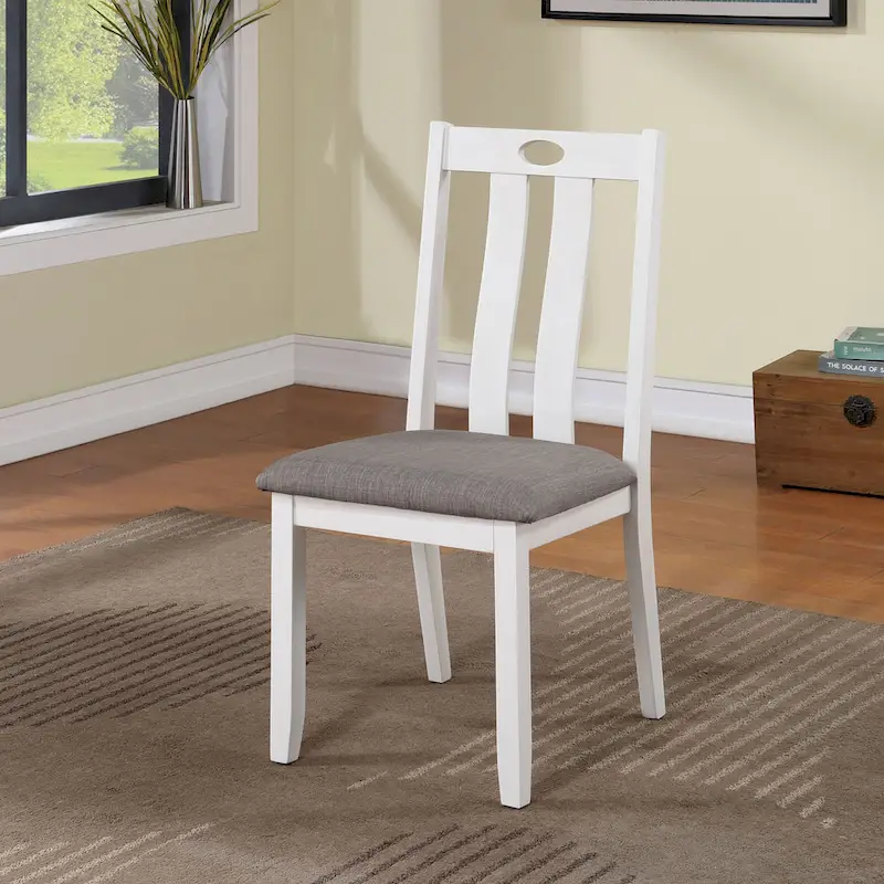 Badia Transitional White 5-Piece Square Dining Table Set by Furniture of America