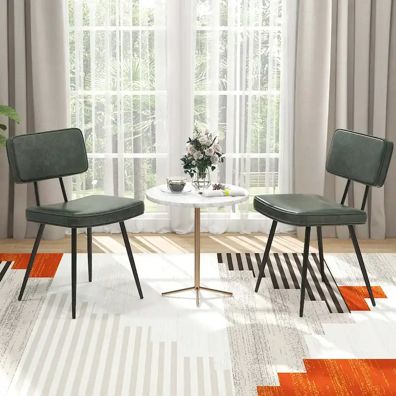 Costway Dining Chairs Set of 2 with PU Leather Cover Filled Sponge - See Details