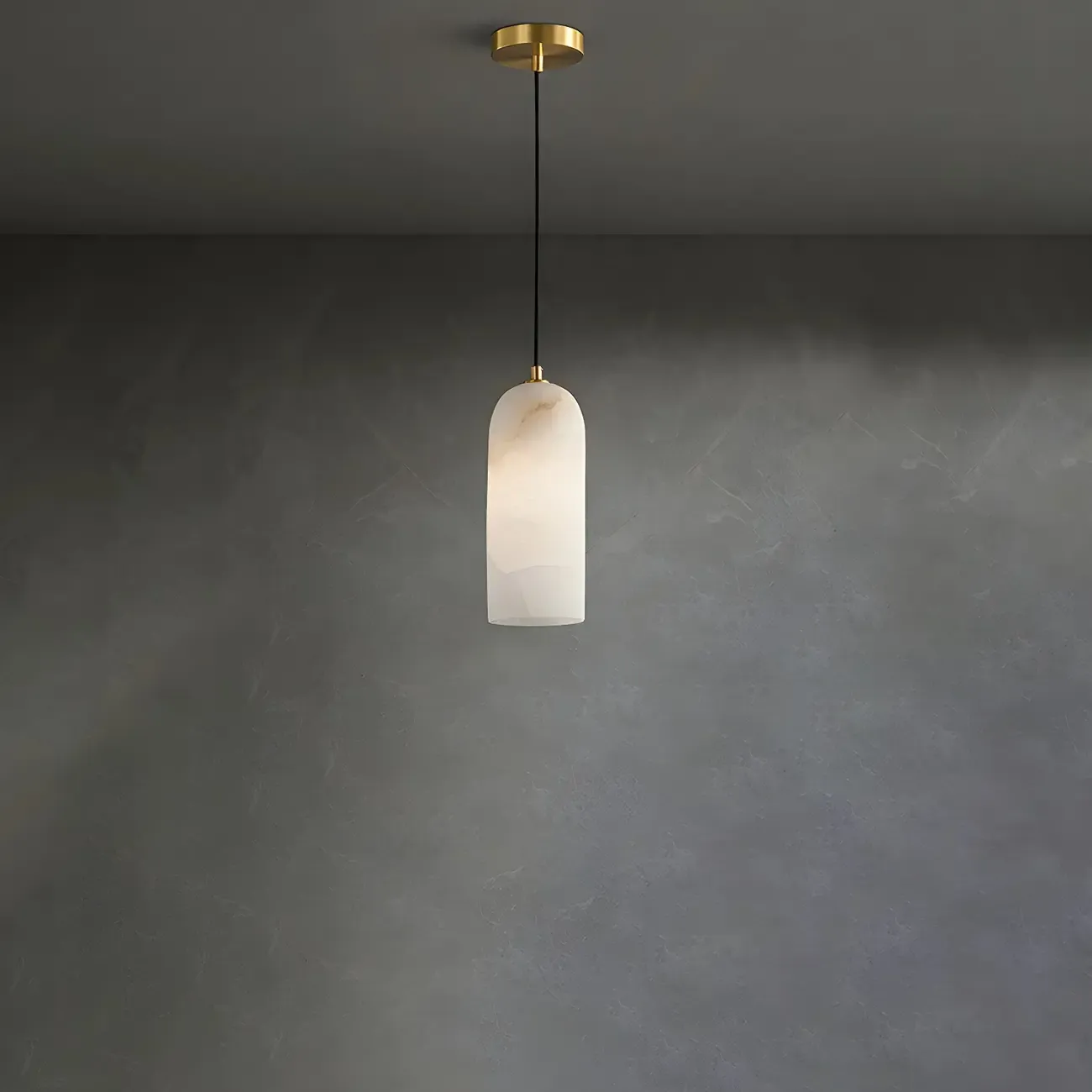 Modern Gold Bell Alabaster Adjustable Pendant Light