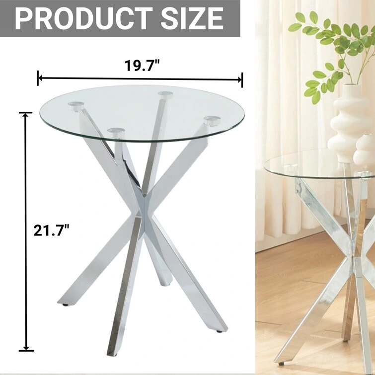 19.7 End Table With Glass Top