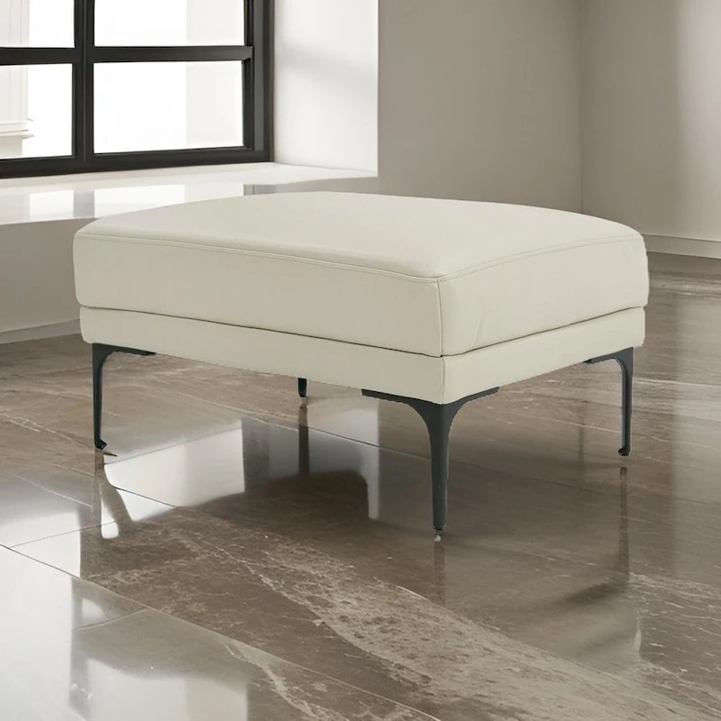 Salk 30 Inch Ottoman, Rectangular Cushioned Seat, Light Gray Upholstery