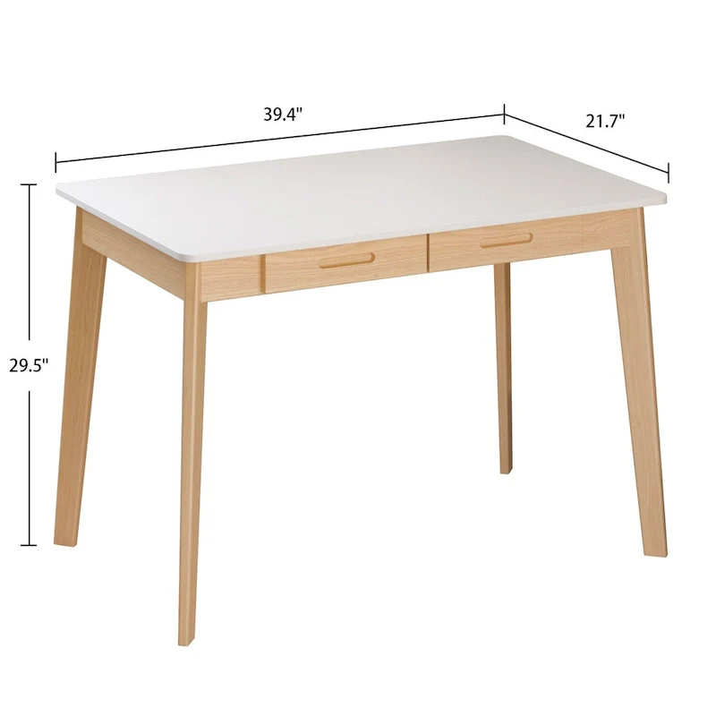 Wood Desk - 39.4W, Multi-Functional, Rounded Corners, Optional Drawers, Easy Assembly
