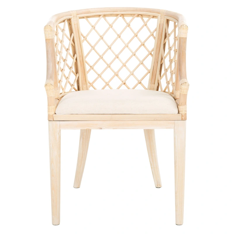 SAFAVIEH Theona Rattan Lattice Arm Chair - 22.3 W x 23 L x 31.3 H - 22Wx23Dx31H