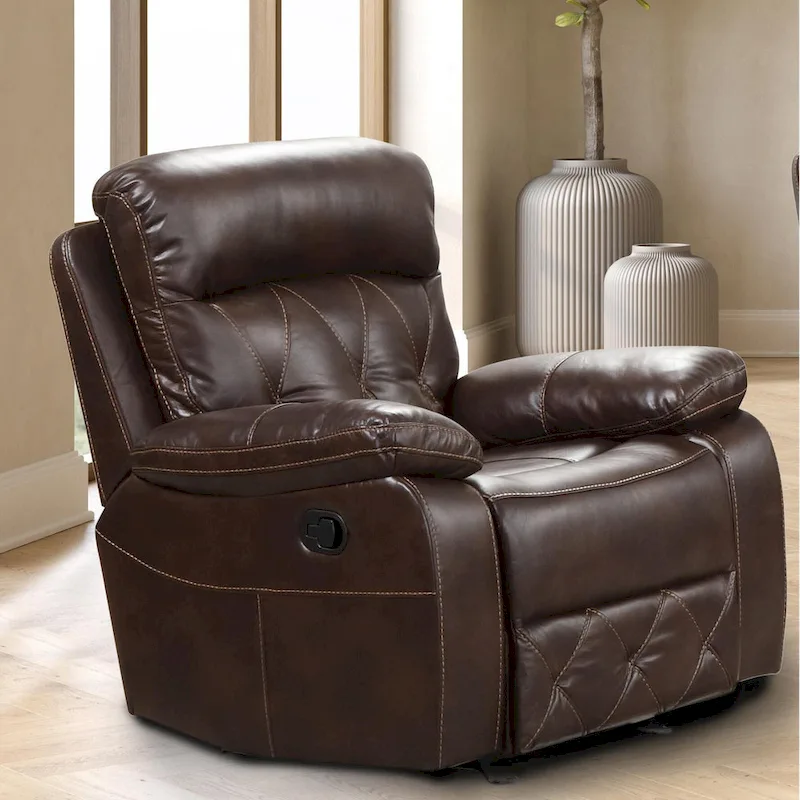 Owen 3-Piece Brown Breathable Leather Manual Reclining Sofa Set