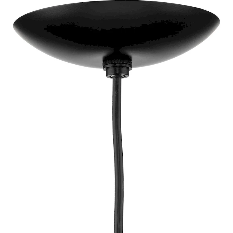 Atwell Collection Matte Black and Opal Glass Globe Large Hanging Pendant Light - 12 in x 12 in x 12.5 in