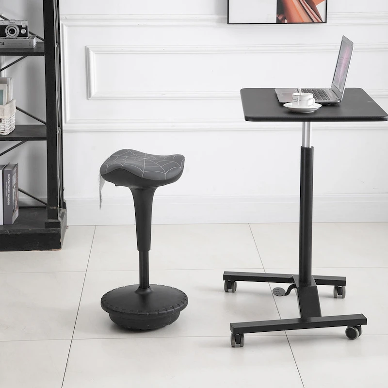 Vinsetto Lift Wobble Stool Standing Desk Chair 360-deg Swivel, Tilting, with Adjustable Height and Saddle Seat, Grey