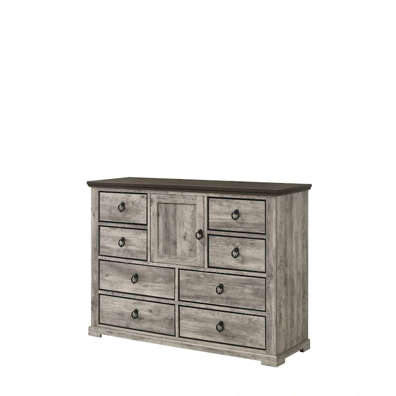 Aimon 3 Piece Gray Rustic Panel Bedroom Set