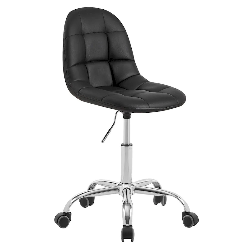Armless Home Office Chair, Height Adjustable Computer Desk Chair with Wheels
