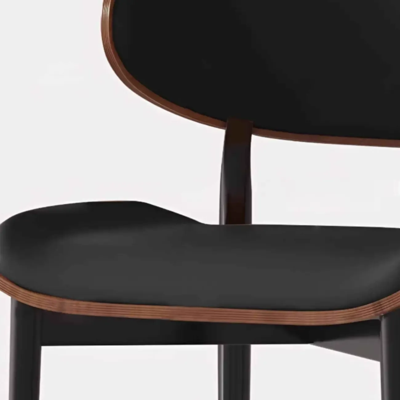 Modern Black Metal Leather Counter Height Bar Stools