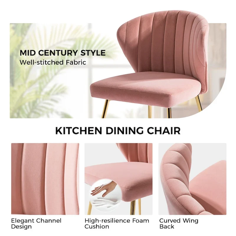 Modern Glam Upholstered Tufted Back Side Accent Dining Chair with Small Base