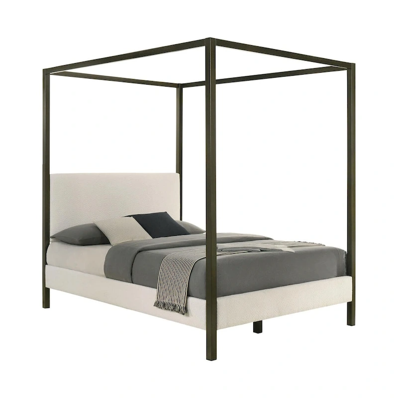 Mellie Vanilla Upholstered Canopy Bed