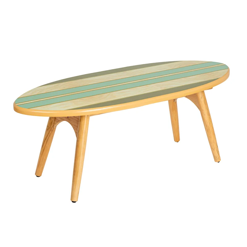 Striped Surfboard Oval Coffee Table, Multicolor