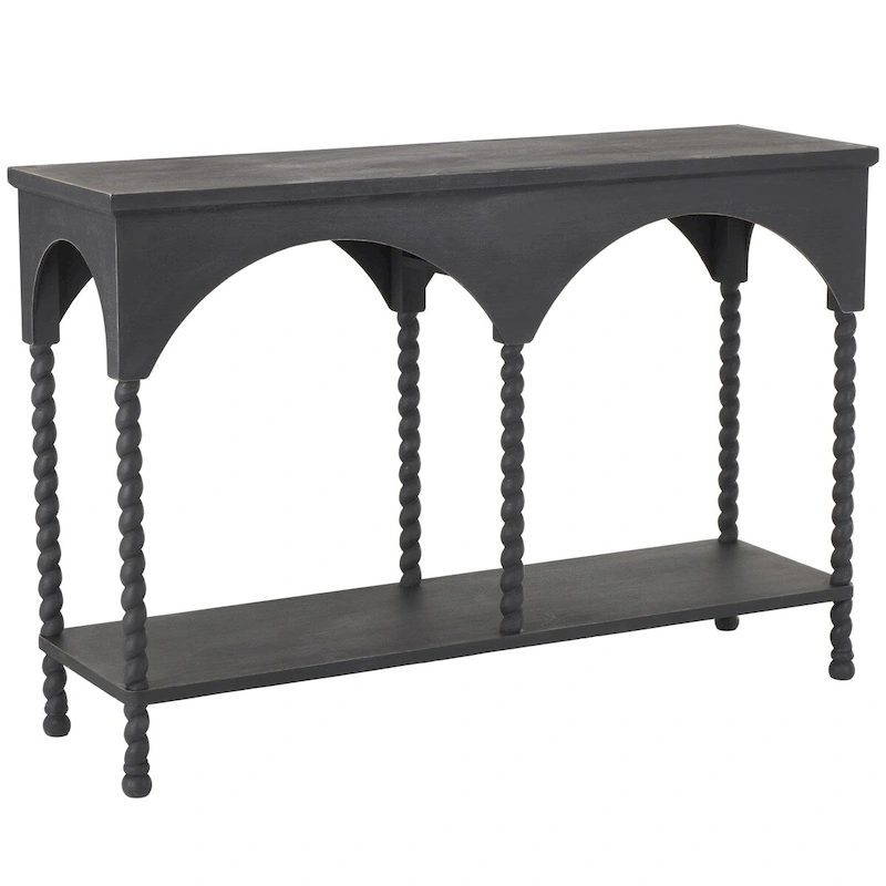 Wood Arched 1 Shelf Console Table - Black - Roche River Decor