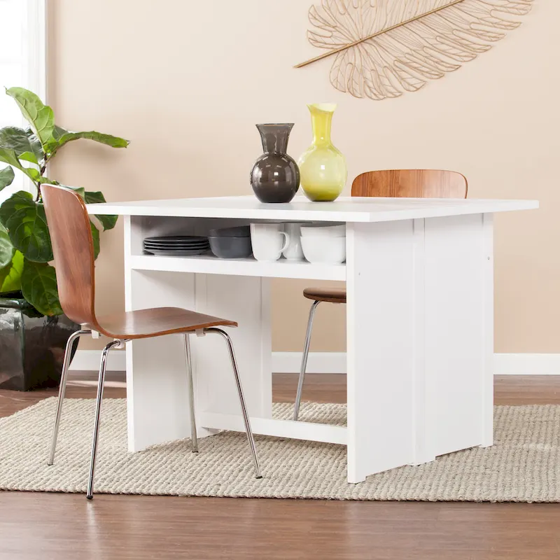 SEI Furniture Kleberg White Convertible Console to Dining Table