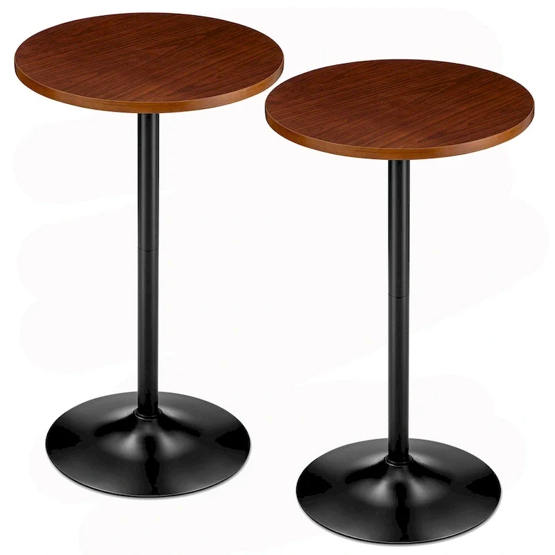 39.5H Modern Bistro Walnut Top Round Pub Bar Table