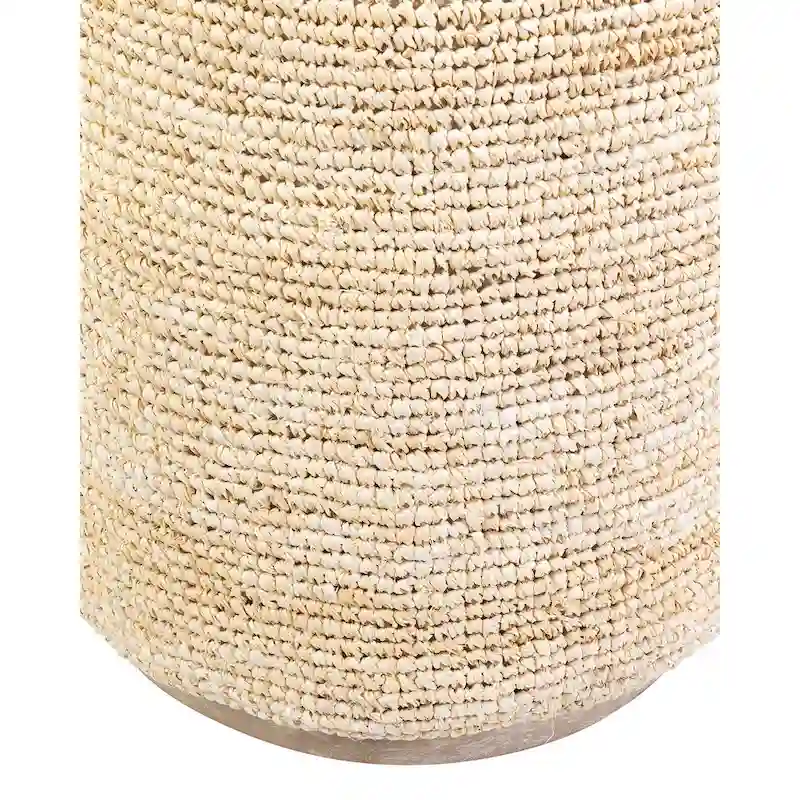 Handwoven Natural Raffia Ottoman Accent Table by East at Main
