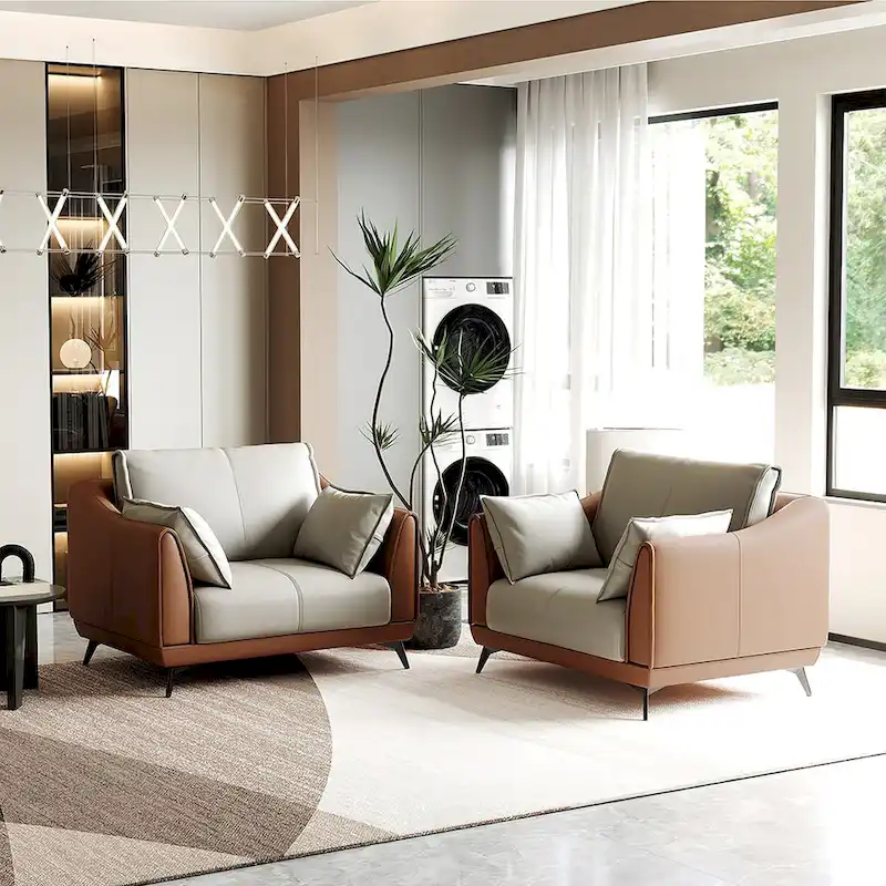 Modern Faux Leather 3-Seater Sofa with Black Legs - one seat