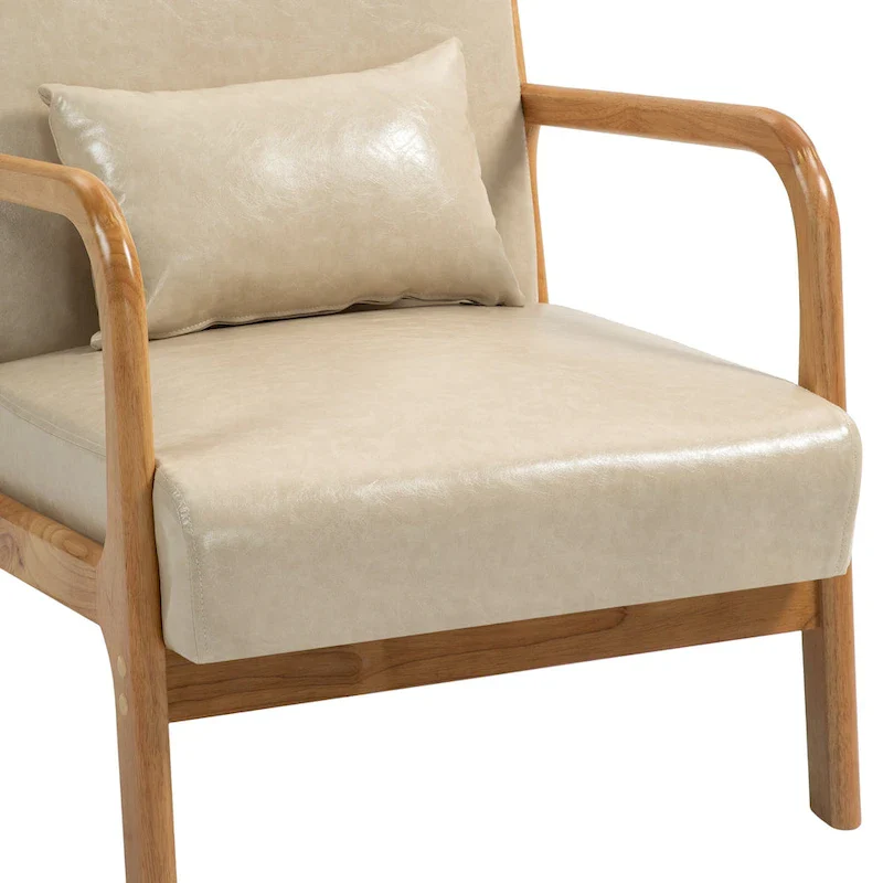 Mid-Century Modern Upholstered Accent Chair with Wood Frame