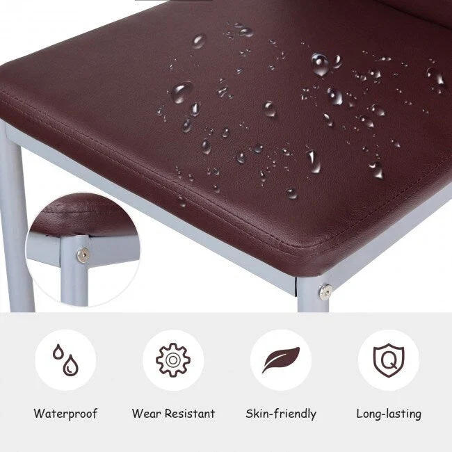 4 Pieces PVC Elegant Design Leather Dining Chairs with Solid Metal Legs - 16.0 x 20.0 x 38.5 (W x D x H)