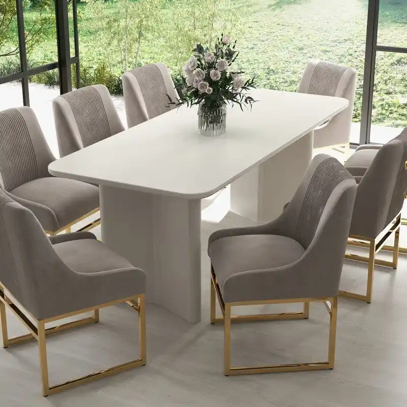 SEYNAR Contempoary Velvet Dining Chair with Metal Frame Legs, set of 8