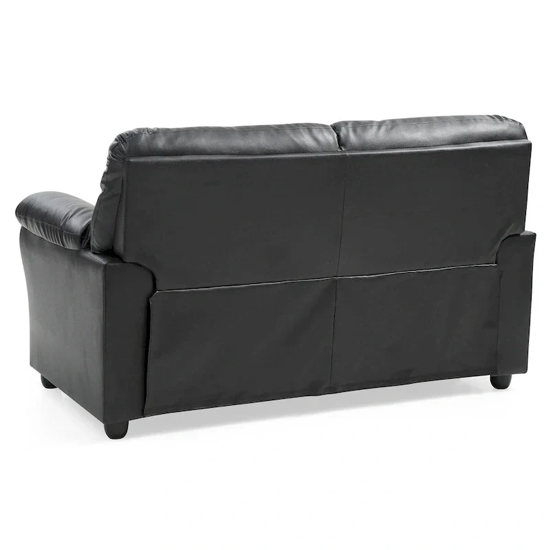 Olney W Flared Arm Faux Leather Straight Sofa in Black