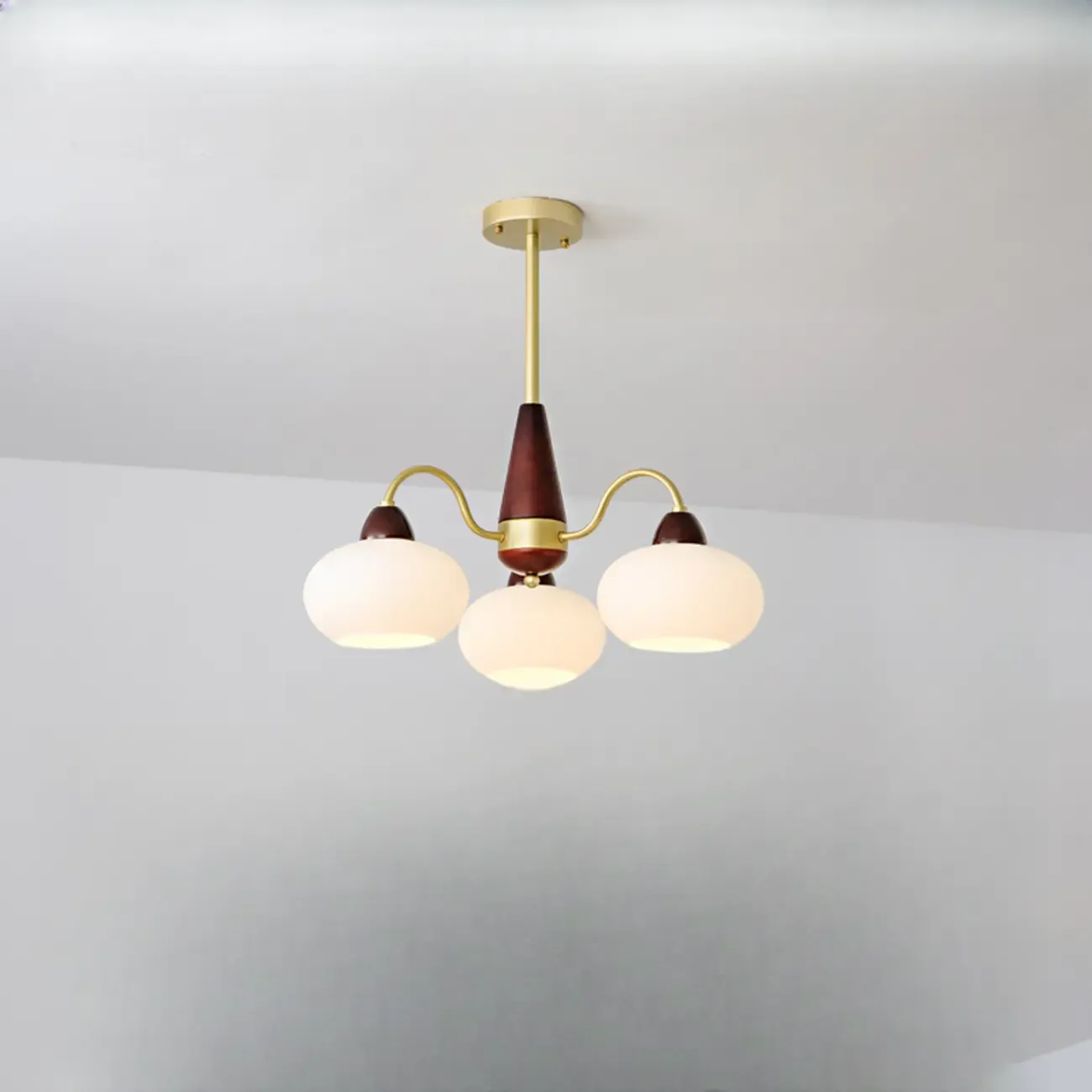 Classic Gold Glass Drum Shade Elegant Chandelier