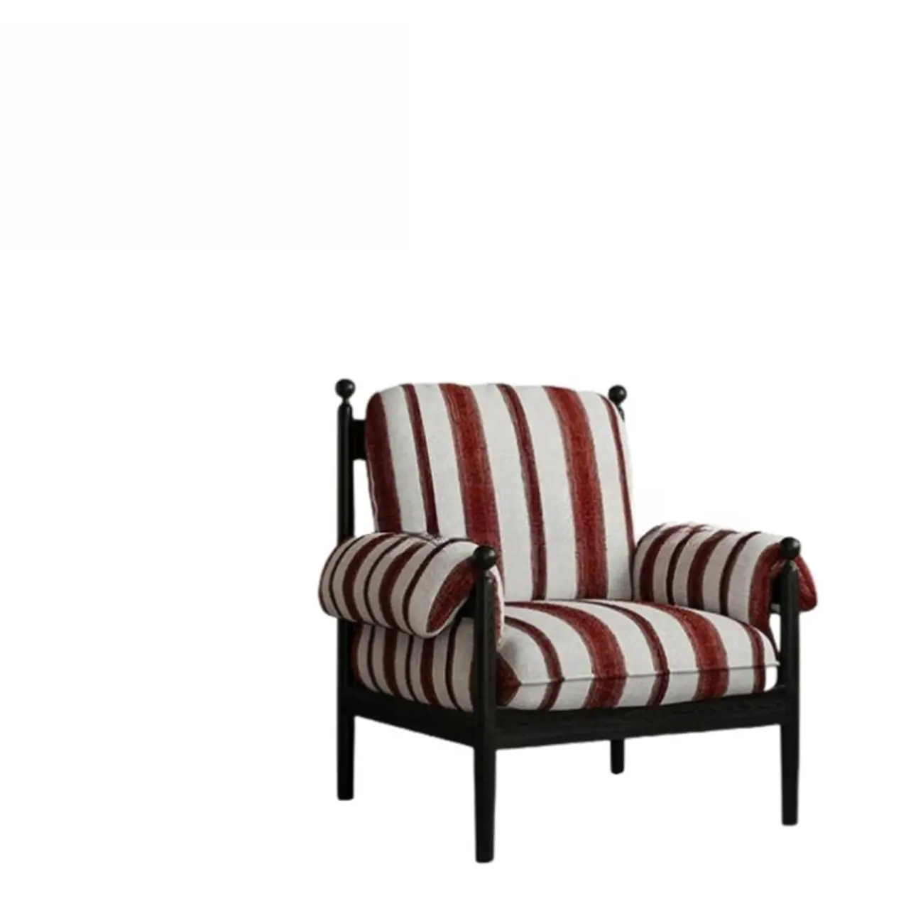 Modern Striped Accent Chair with Removable Cushion