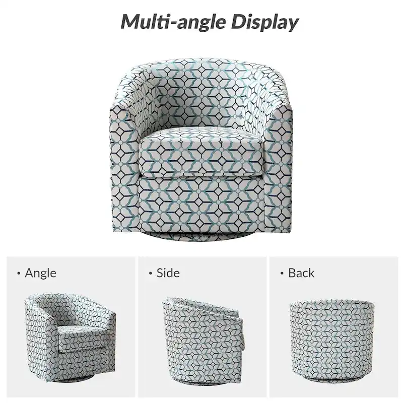 Cuenca Modern Upholstered Barrel Chair with Swivel Base Set of 2