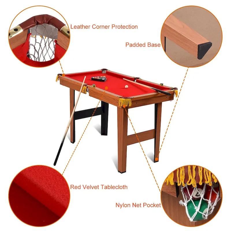 Costway 48 Mini Table Top Pool Table Game Billiard Set Cues Balls - 48L x 26W x 30H