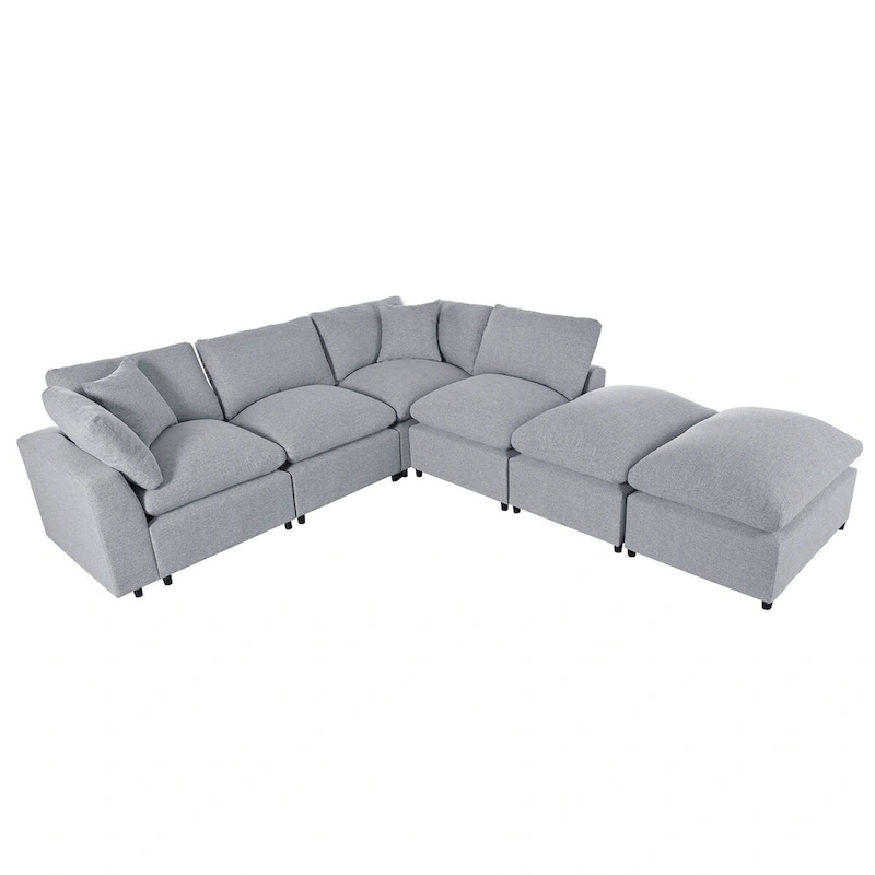 Merax Modern Large U-Shape Sectional Sofa, 2 Large Chaise with Removable Ottomans