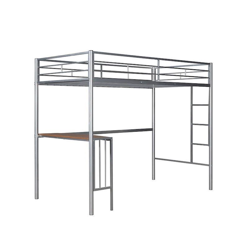 Merax Twin Metal Loft Bed with Desk, Ladder, and Guardrails