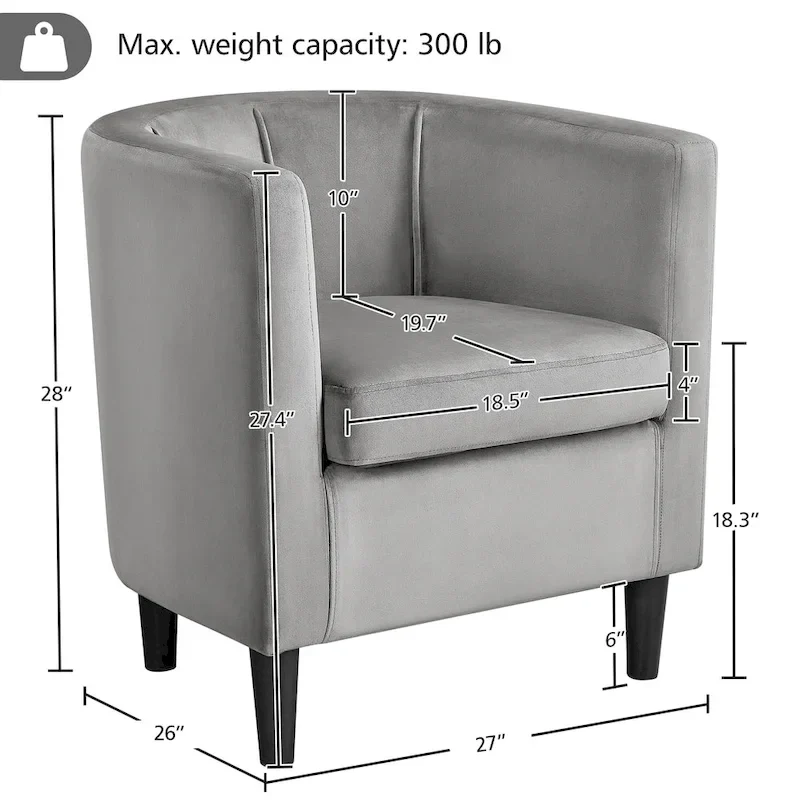 Yaheetech Modern Barrel-shaped Chair Upholstered Velvet Club Chair