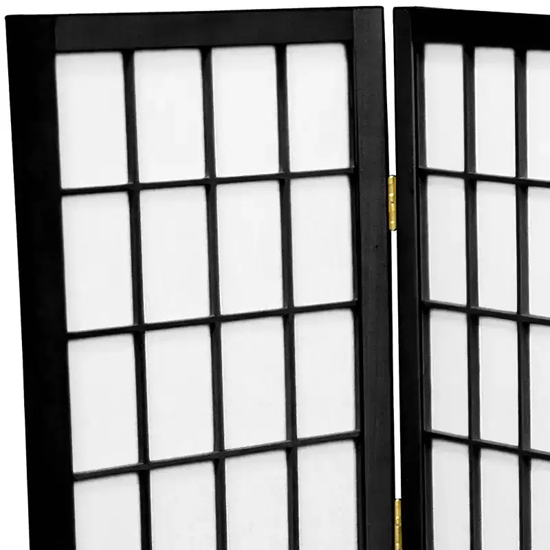 2 ft. Tall Desktop Window Pane Shoji Screen - Black (6 Panels) - Oriental Furniture