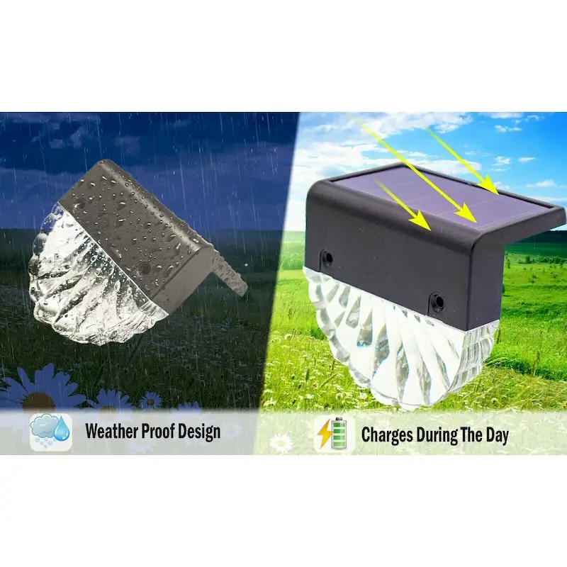 Solar Garden Deck Lights 6 Solar Powered RGB - Pool & Fence Lights - Waterproof Color Changing - 3.5 x 2.1 x 3.5 in