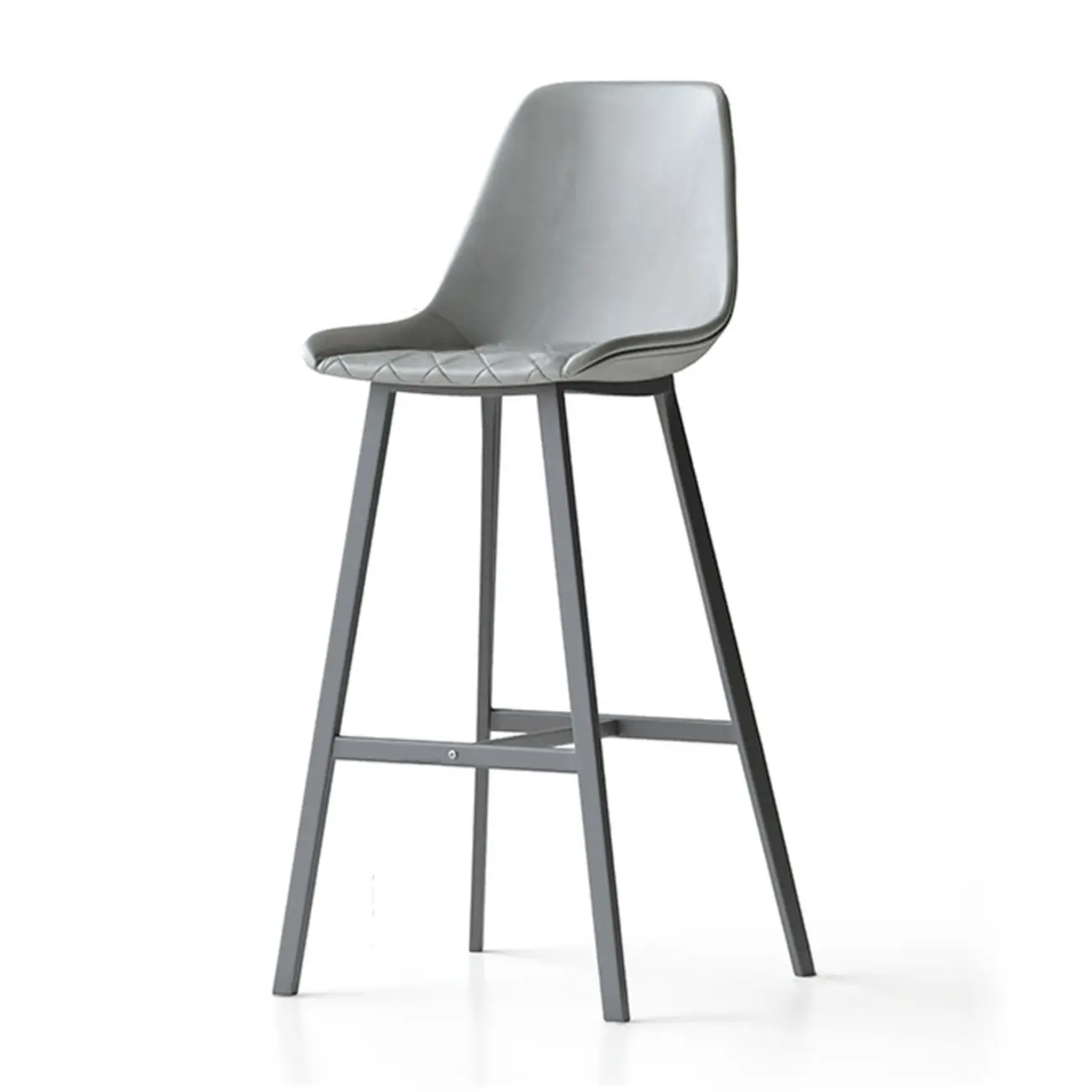 Mid-Century Modern Quilted Upholstered Leather Bar Stool