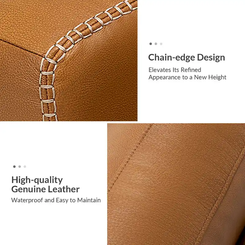 Rita 81.5 Genuine Leather Tuxedo Arm Sofa Couch With Solid Wood Legs By HULALA HOME