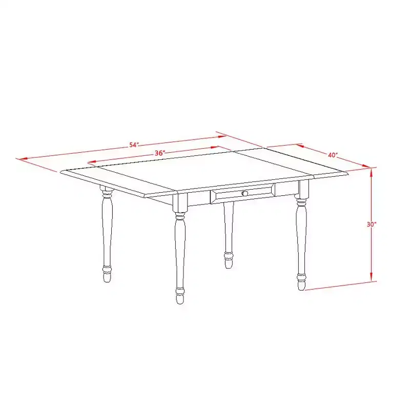 HomeStock Rectangular Table 36X54 With 2 Drop Leaves Leaf