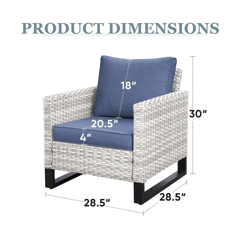 Patio Chairs Set of 2 PE Wicker Chairs - Light Grey