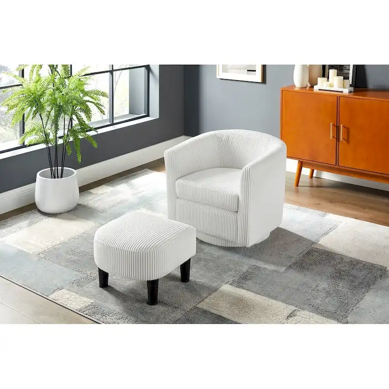Swivel Accent Single Sofa Chair with Ottoman