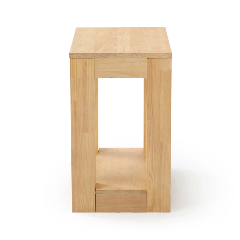 Plank and Beam Modern Rectangular Side Table with Shelf