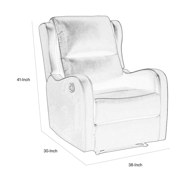Manual Recliner Chair – Gray, Faux Leather, Single Seat