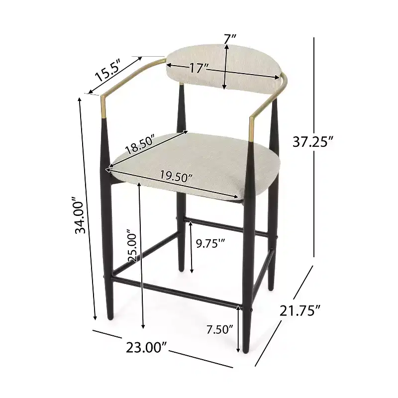 Christopher Knight Home Alger Modern Fabric Upholstered Iron 25 Inch Counter Stools (Set of 2)