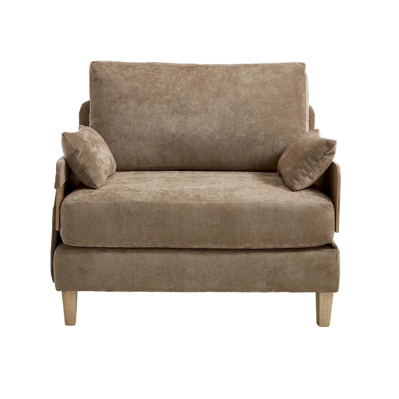 Chenille Upholstered 3-in-1 Convertible Sleeper Foldable Sofa Bed Recliner Chair with 3 Pillows